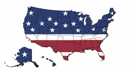 USA Map Grunge Style American Flag Background Image