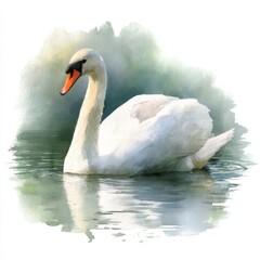 Fototapeta premium Delicate Watercolor Swan Artwork: Artistic Representation of a Graceful Bird in a Serene Lake Environment