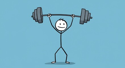Stick Figure Weightlifting: Simple Minimalist Strength Illustration