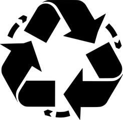Simple Black Recycling Symbol on White Background