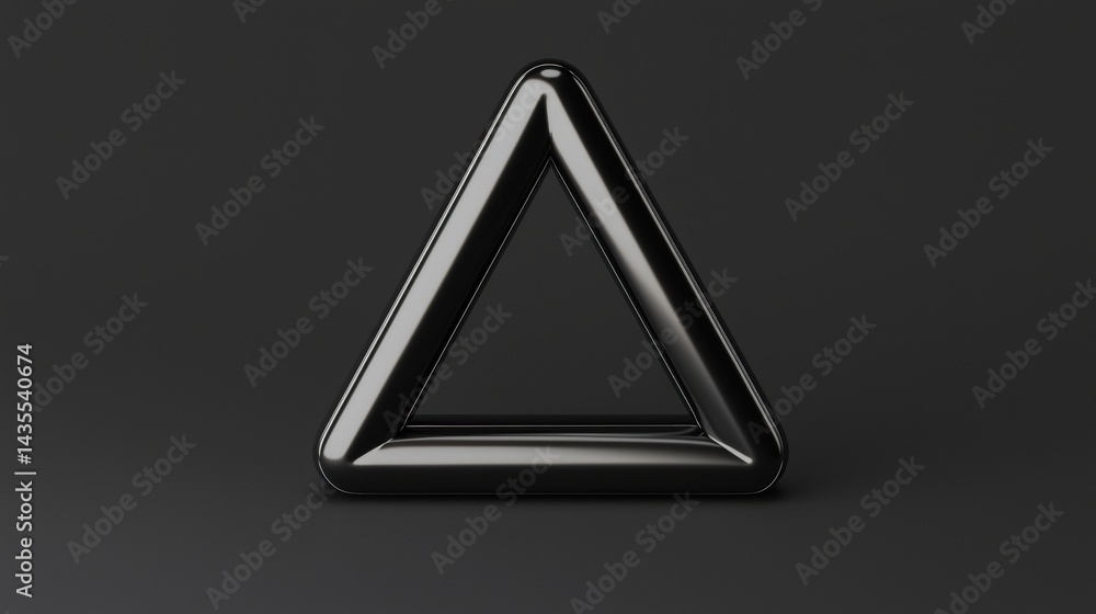 Poster a 3d rendering of a black triangular prism.