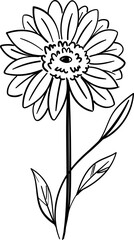 black and white flower hand drawing doodle