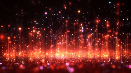 Obraz premium Red and orange light streaks and sparkles on dark background