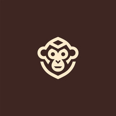 Simple Geometric Monkey Logo – Playful monkey designed with geometric minimalist shapes.