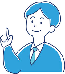 指をさしているスーツの男性のイラスト