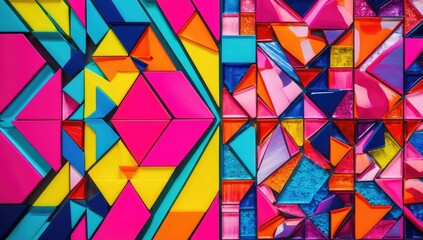 Obraz premium Abstract geometric mosaic, vibrant colors, perfect tiling , surface, modern, texture