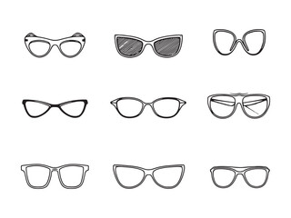 Designer Sunglasses line art icon minimalist fashion illustration
