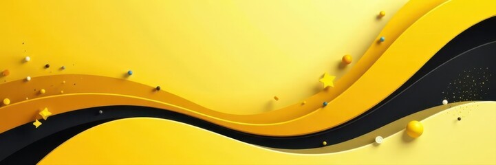 Bold yellow and black vector shapes form infographic elements, elements, data