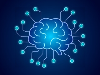Artificial Intelligence Brain with Circuit Lines – AI Technology Concept Vector