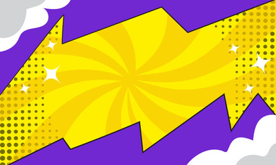 Vibrant and energetic comic book style background featuring a swirling yellow center and purple accents. Perfect for marketing materials, social media posts, presentations