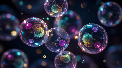 Naklejka premium Abstract Colorful Bubbles Background: Illuminated Spheres