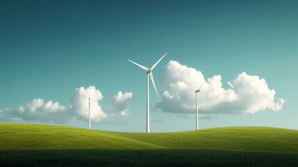 Fototapeta premium A corporate sustainability expert visiting a wind farm, reviewing energy production data,