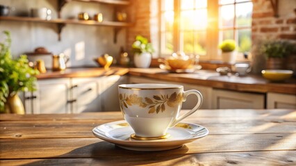 Morning Coffee in Rustic Kitchen