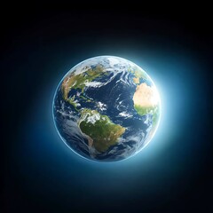 Fototapeta premium Glowing Earth in Dark Space Detailed Planet View