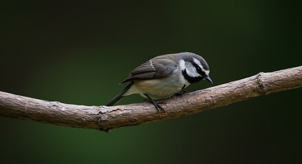 Obraz premium Willow Tit Perched on Branch: A Serene Nature Study