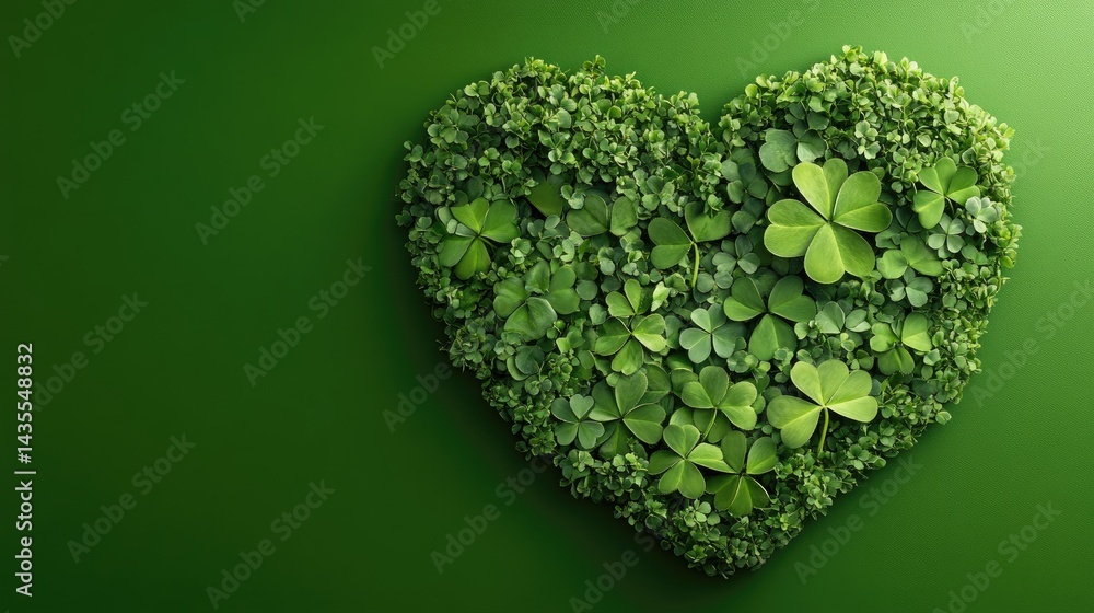 Aufkleber Creative green composition with large shamrock shape made of assorted shamrocks in varying shades