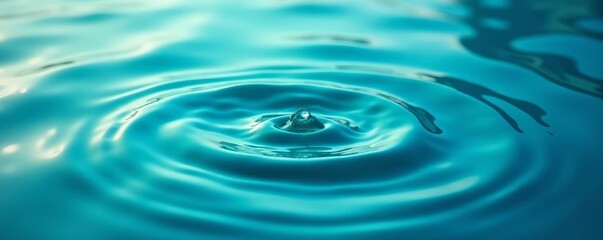 Naklejka premium Abstract close-up of water ripples on vibrant blue green background, ripples, background, water
