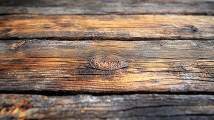 Fototapeta premium Weathered Wooden Planks with Visible Grain and Knot Detail, Clos