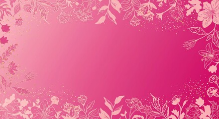 Elegant Pink Floral Border Background with Gold Sparkle Perfect for Invitations and Cards