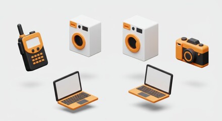 Isometric Appliances and Technology: Modern Living Essentials