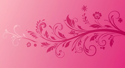 Elegant Pink Floral Design Swirls Branches Feminine Background Illustration