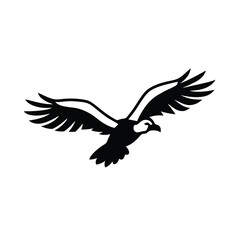 Vulture Flying Over Mountains Silhouette Vector Illustration