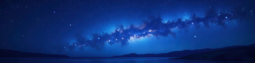 Fototapeta premium Deep blue twilight, star spackle, distant galaxies , design, colorful, wallpaper