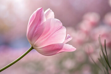 Obraz premium Pink Tulip Close-Up with Soft Bokeh Background