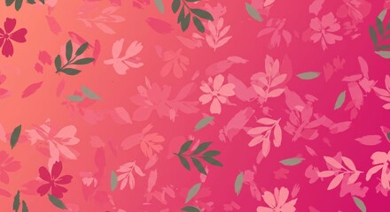 Abstract Pink Floral Pattern Background Watercolor Style Flowers and Leaves Design