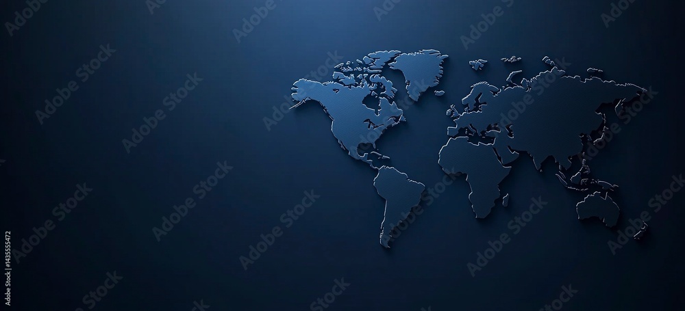 Poster abstract blue background with a global network and world map for a business technology concept vecto