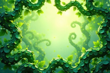 Intricate swirling green vines, abstract organic shapes , graphic, botanical art