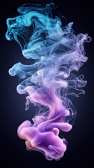 Fototapeta premium Colorful swirling smoke creates dynamic shapes against a dark backdrop