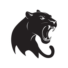 Roaring Leopard Silhouette On White