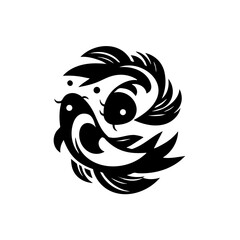 Abstract Koi Fish Dancing in Water Logo Symbol Icon