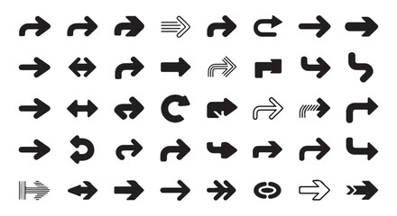 Directional arrows collection in vector format for graphic design and apps.