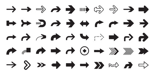 Simple and clean arrow icon set for use in web and mobile app navigation.
