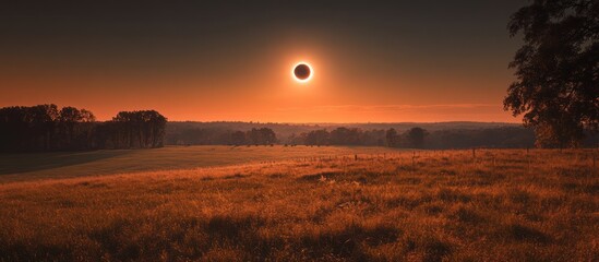 Obraz premium Total Solar Eclipse Over a Golden Field