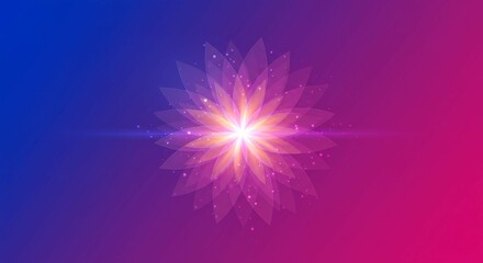 Fototapeta premium Vibrant Pink and Purple Glowing Lotus Flower Abstract Background Design