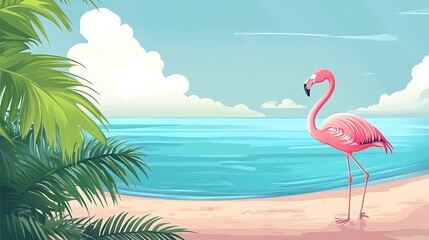 Obraz premium Flamingo Beach Paradise.