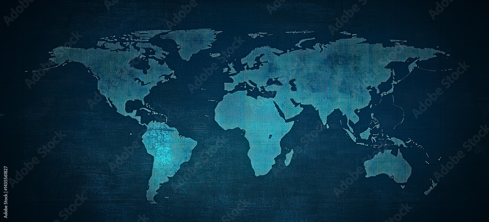 Aufkleber abstract blue background with a world map and global network connection, a technology wallpaper for 