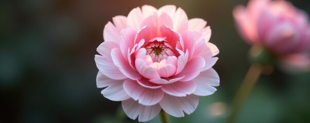 Obraz premium Intricate detail of fully opened ranunculus, soft pink & white hues , petal, ranunculus, background