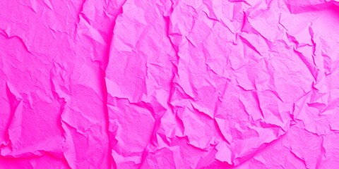 Fototapeta premium Intensely bright pink crepe paper, crinkled texture, abstract background, pattern, pink