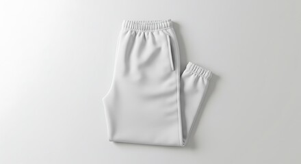 Folded Sweatpants on White Background Comfortable Casual Apparel
