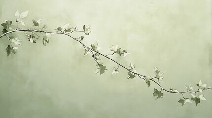 Delicate vine and foliage against a soft, muted backdrop.