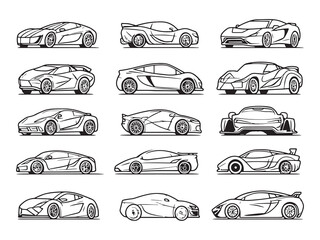 Obraz premium Exclusive Exotic Sports Car line art icon graphic