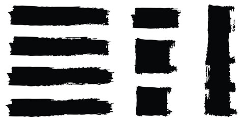 Abstract Black Paint Brush Strokes Set Design Elements