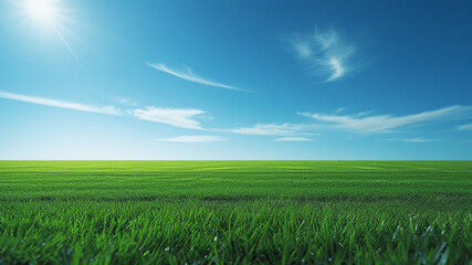 Obraz premium Vast Green Fields Under a Clear Blue Sky