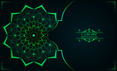 Mandala design with gradient light and shadow effect for decoration, cover, template, banner, poster, card, packaging | Creative mandala floral background with ornament and green colour