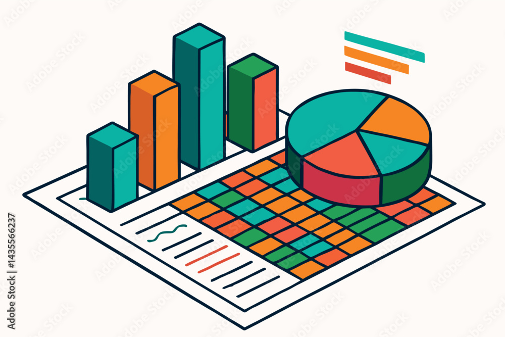 Poster chart with a pie chart and bars