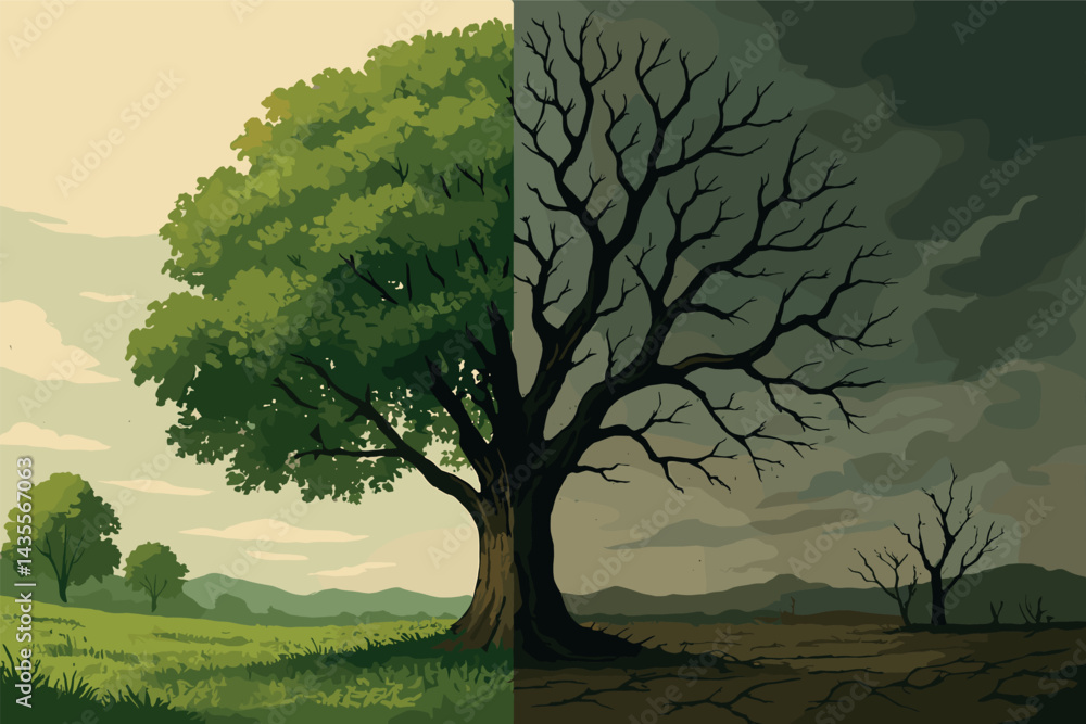 Poster tree with green leaves is shown on the left side of the image